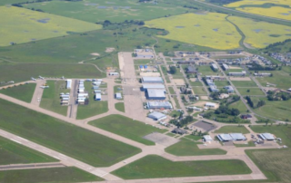 Aerial view of Red Deer Regional Airport, future development site