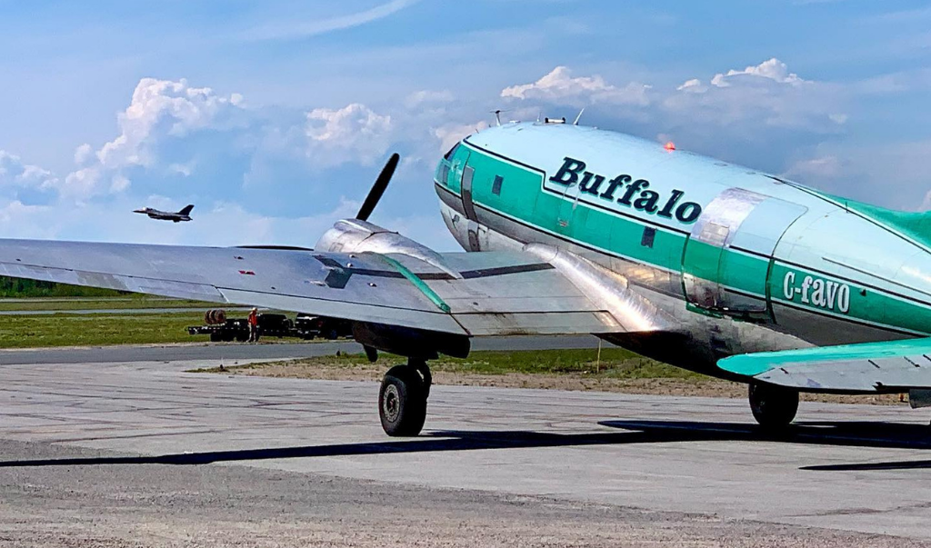 Buffalo Air Express teal and white aircraft